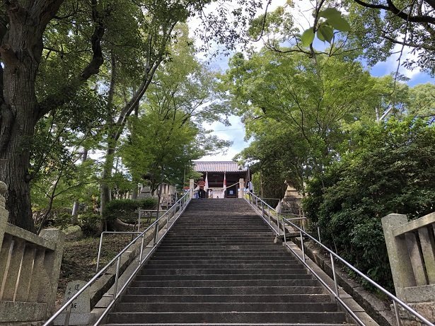 岡山・阿智神社長寿のご利益がある182段ある3つの階段 