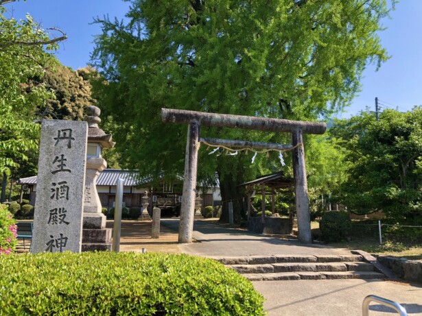 【和歌山県・丹生酒殿神社】酒造りの神と黄金色に輝くイチョウの御神木　社号碑、鳥居